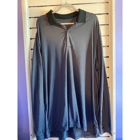 Walter Hagen men’s polo shirt size 2XL XXL gray black stripe long sleeve Flaw - Picture 12 of 12